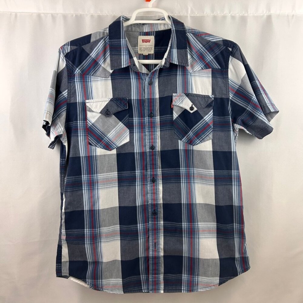 Levi Strauss Cowboy Western Rn No 117508 Blue Plaid Size Large